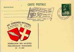 50e Congrès National - Fédération Des Sociétés Philatéliques Françaises - Annecy - 28/05/1977 - Overprinter Postcards (before 1995)