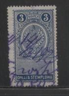 POLAND GENERAL DUTY REVENUE (OPLATA STEMPLOWA) 1921 EAGLE DESIGNS 3M BLUE PERF 13-14.5 BF#025B - Fiscali