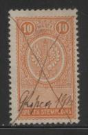 POLAND GENERAL DUTY REVENUE (OPLATA STEMPLOWA) 1921 EAGLE DESIGNS 10M ORANGE PERF 10-12.5 BF#028A - Fiscale Zegels