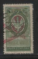 POLAND GENERAL DUTY REVENUE (OPLATA STEMPLOWA) 1921 EAGLE DESIGNS REVISED 200M GREEN, RED & OLIVE PERF 13-14.5 BF#035B - Fiscali