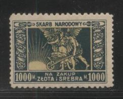 POLAND REVENUE 1920-23 GOLD & SILVER REVENUE 1000M GREEN & YELLOW - Revenue Stamps