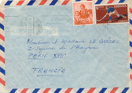Lettre Air-Mail, Poste Aérienne, Espagne-France (1961), Espana-Francia, Madrid-Paris, Rink-Hockey - Cartas & Documentos