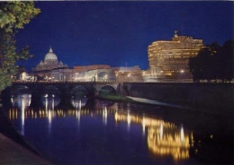 Roma - Ponte E Castel S.angelo Notturno - 12 - Formato Grande Viaggiata - S - Brücken