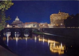 Roma - Ponte E Castel S.angelo Notturno - 12 - Formato Grande Viaggiata - S - Ponts