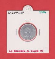 ESLOVAQUIA  20  HALIEROV  1.994  AL  KM#18  SC/UNC       DL-7682 - Slowakije