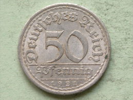 1921 A - 50 Pfennig - KM 27 ( Uncleaned Coin / For Grade, Please See Photo ) !! - 50 Rentenpfennig & 50 Reichspfennig