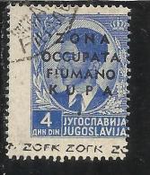 OCCUPAZIONI ITALIANE ITALY ITALIA ZONA FIUMANO KUPA 1941 OVERPRINTED SOPRASTAMPATO 4 D USATO USED VARIETA' VARIETY - Fiume & Kupa