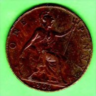 UK UNITED KINGDOM GREAT BRITAIN - 1906 - 1 Penny - KM 794 King Edward VII  VF - D. 1 Penny