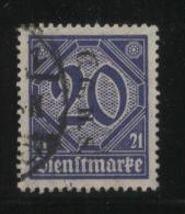 POLAND HAUTE SILESIE PLEBISCITE UPPER SILESIA 1920 OFFICIAL STAMPS 1ST CGHS OVERPRINT SERIES 20PF BLUE VERTICAL RIGHT - Gebraucht