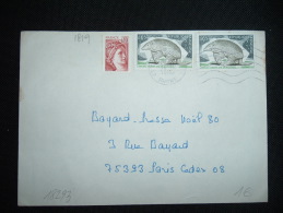 LETTRE TP YT 1819 TATOU GEANT 0,65F X2 + SABINE DE GANDON 0,10F OBL.MEC. 16-12-1980 VILLEURBANNE PPAL (69 RHONE) - Covers & Documents