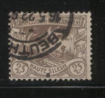 POLAND HAUTE SILESIE PLEBISCITE UPPER SILESIA 1920 25PF BROWN USED BEUTHEN BYTOM - Usados