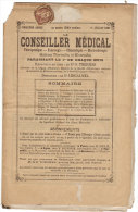 Journal Complet De 12 Pages "LE CONSEILLER MEDICAL " Du 1er Juillet 1881 Avec Timbre N° 85 . - Newspapers