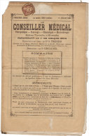 Journal Complet De 12 Pages "LE CONSEILLER MEDICAL " Du 1er Juillet 1881 Avec Timbre N° 85 . - Journaux