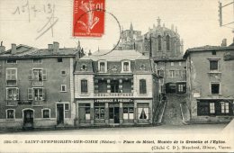 CPA 69 SAINT SYMPHORIEN SUR COISE PLACE DU MEZEL MONTEE DE LA GRENETTE ET L EGLISE 1913 - Saint-Symphorien-sur-Coise