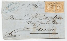 - Lettre - HAUTES PYRENEES - LANNEMEZAN - GC.1950 S/2 TPND Emission De Bordeaux N°43 A - 1871 - VOIR - 1870 Bordeaux Printing