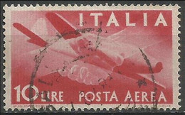 # 1945 Italia Repubblica Posta Aerea 10 Lire Usato Filigrana Ruota - Luftpost