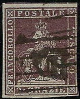 TOSCANA 1851 9 CR. BRUNO VIOLACEO SCURISSIMO N.9a CERT. MERONE CAT.1250,00 - Tuscany