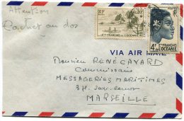 OCEANIE LETTRE PAR AVION DEPART ? 26-12-1951 PUIS PAPEETE 29 DEC 1951 POUR LA FRANCE - Brieven En Documenten