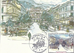MONACO - Avenue De La Gare En 1920 - 1985 -Timbre Et Tampon Jour D'émission - Cartoline Maximum