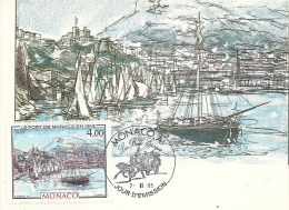 MONACO - Le Port De Monaco En 1912 - 1985 -Timbre Et Tampon Jour D'émission - Maximumkaarten