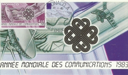 MONACO - Année Mondiale Des Communications 1983 -Timbre Et Tampon Jour D'émission - Maximumkaarten