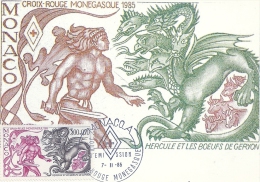 MONACO - Croix Rouge MOnégasque 1985 -Timbre Et Tampon Jour D'émission - Cartoline Maximum