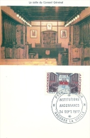 PRINCIPAUTE D'ANDORRE - PRINCIPAT - Institutions Andorranes 1977 - Timbre Jour D'émission - Oblitérés