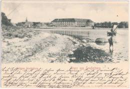 Gruss Aus Sonderburg Schloss Kinder Im Wasser Mit Gestztem Segel Auf Ruderboot Grünlich Sønderborg 2.8.1901 Gelaufen - Nordschleswig