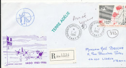 E 277 / TAAF  SUR  LETTRE RECOMMANDEE -DUMONT D'URVILLE T. ADELIE   -1987- - Covers & Documents