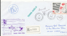 E 277 / TAAF  SUR  LETTRE RECOMMANDEE -DUMONT D'URVILLE T. ADELIE   -1987- - Lettres & Documents