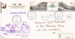 E 278 / TAAF  SUR  LETTRE RECOMMANDEE -DUMONT D'URVILLE T. ADELIE   -1986- - Lettres & Documents