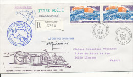 E 283/ TAAF  SUR  LETTRE RECOMMANDEE -DUMONT D'URVILLE T. ADELIE   -1981- - Lettres & Documents