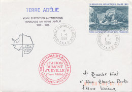 E 291/ TAAF  SUR  LETTRE-DUMONT D'URVILLE T. ADELIE   -1984- - Covers & Documents
