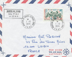 E 297/ TAAF  SUR  LETTRE- SAINT MARTIN DE VIVIES  ST PAUL AMS   -1974- - Cartas & Documentos