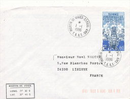 E 299/ TAAF  SUR  LETTRE- SAINT MARTIN DE VIVIES  ST PAUL AMS   -1986- - Lettres & Documents