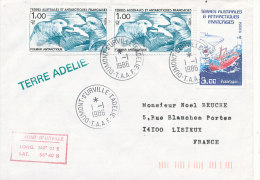 E 300/ TAAF  SUR  LETTRE- DUMONT D'URVILLE T. ADELIE   -1986- - Covers & Documents