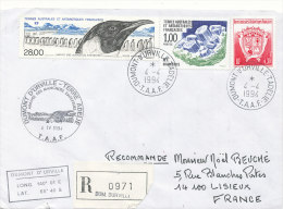 E 303/ TAAF  SUR  LETTRE RECOMMANDEE - DUMONT D'URVILLE T. ADELIE   -1994- - Lettres & Documents