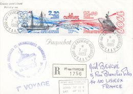 E 311/ TAAF  SUR  LETTRE RECOMMANDEE - PORT AUX FRANCAIS KERGULEN   -1989 - Lettres & Documents