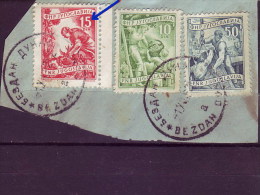 WORKERS-AGRICULTURE-10-15 -50 DIN-ERROR-POSTMARK-DUNAVSKI BEZDAN-CROATIA-YUGOSLAVIA -1951 - Used Stamps