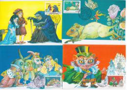 BRAZIL 1994 MC X4 CENT DO PRIMO LIVRO INFANTIL NO BRASIL, El Gato Con Botas, Pulgarcito,Joao E Maria,maximum Cards Tales - Cartoline Maximum