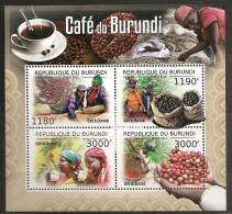 Burundi 2012 ** Sourire, Café, Tassé à Café, Grains, Fleurs, Mains, Sac De Jute, Agriculture, Plantation, Cuillière - Unused Stamps