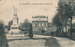 AULNOYE - L'École Des Filles Et Le Monument - Aulnoye