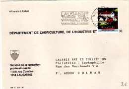 TOUR-L8 - SUISSE N° 1541 Sur Lettre Du Département De L'Agriculture Flamme De LAUSANNE Tourisme Vacances Congrès - Lettres & Documents