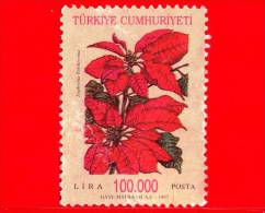 TURCHIA - USATO - 1997 - Fiori - Stella Di Natale - Poinsettia (Euphorbia Pulcherima) - 100.000 - Gebruikt