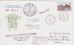 PLIS ANTARCTIQUE   MARION DUFRESNE  OP 87/1 MARTIN DE VIVIES 27-11-1986 - Covers & Documents