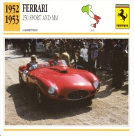 Fiche  -  Sports/Racing Cars  -  Ferrari 250 Sport/MM  -  1953    - Carte De Collection - Autos