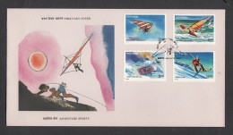 INDIA, 1992,   FDC,  Adventure Sports,  Skiing, Hand Gliding, Rowing, Calcutta  Cancellation - Lettres & Documents