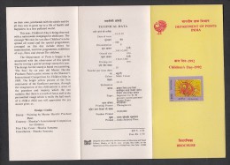 INDIA, 1992, National Children´s Day, Childrens Day, Sun, Astronomy  Folder, Brochure - Cartas & Documentos