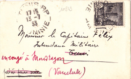 10843# LETTRE Obl TUNIS TUNISIE 1933 REEXPEDIEE A MONDRAGON VAUCLUSE - Covers & Documents