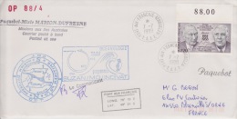 PLIS ANTARCTIQUE MARION-DUFRESNE  OP88/4 SUZAN/MD/INDIVAT   Port Aux Français 7-7-1988 - Covers & Documents